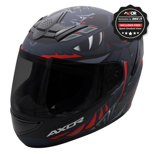 Axor Axor rage full face helmet - python black grey red matt - large